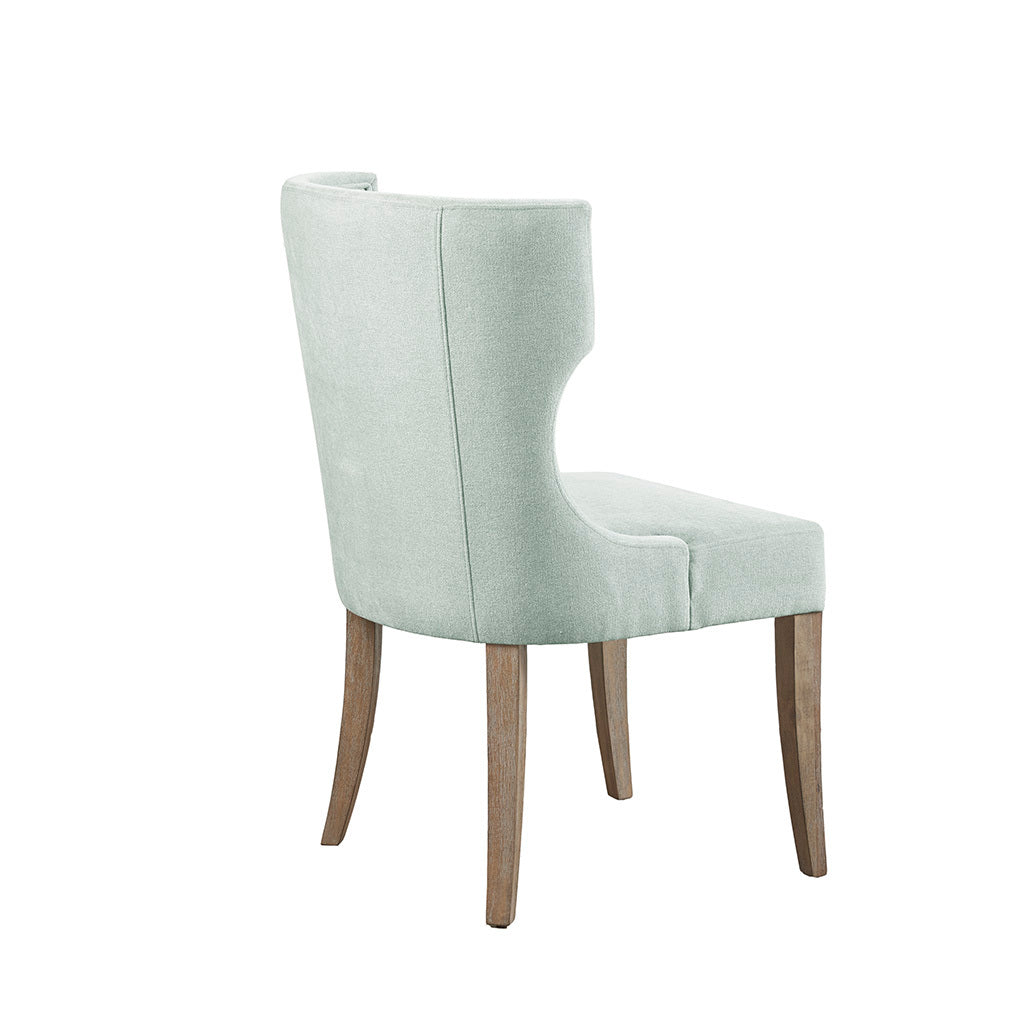 Upholstered Wingback Dining Chair Light Sage Green Polyester