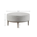 Upholstered Round Cocktail Ottoman With Metal Base 34