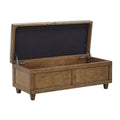 Wood And Upholstered Soft Close Storage Bench Brown Tan Solid Wood