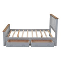 Full Size Wood Platform Bed With Two Drawers And Wooden Slat Support,Gray Natrual Gray Wood