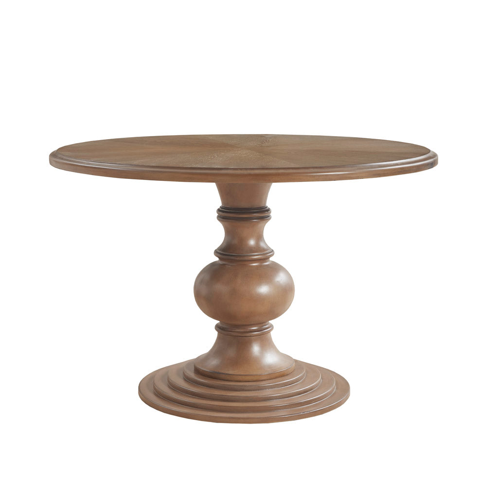 Lexi 46" Round Pedestal Dining Table Walnut Wood