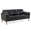 Small Sofa Couch 76.97 In . Black 3 Seat Comfy Couches For Living Room, Mid Century Modern Couch With Iron Wood Structuresoft Cushion Sofa For Home Office Apartment Black Foam Pu