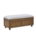 Wood And Upholstered Soft Close Storage Bench Brown Tan Solid Wood