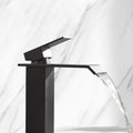 Waterfall Spout Bathroom Faucet,Single Handle Bathroom Vanity Sink Faucet Matte Black Stainless Steel