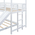 Twin Over Full House Bunk Bed With Slide And Built In Ladder, Full Length Guardrail, White White Pine