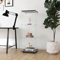 Glass Display Cabinet With 3 Shelves, One Door Curio Cabinets For Living Room, Bedroom, Office, Black Floor Standing Glass Bookshelf, Quick Installation Black Glass