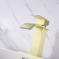 Waterfall Spout Bathroom Faucet,Single Handle Bathroom Vanity Sink Faucet Gold Stainless Steel