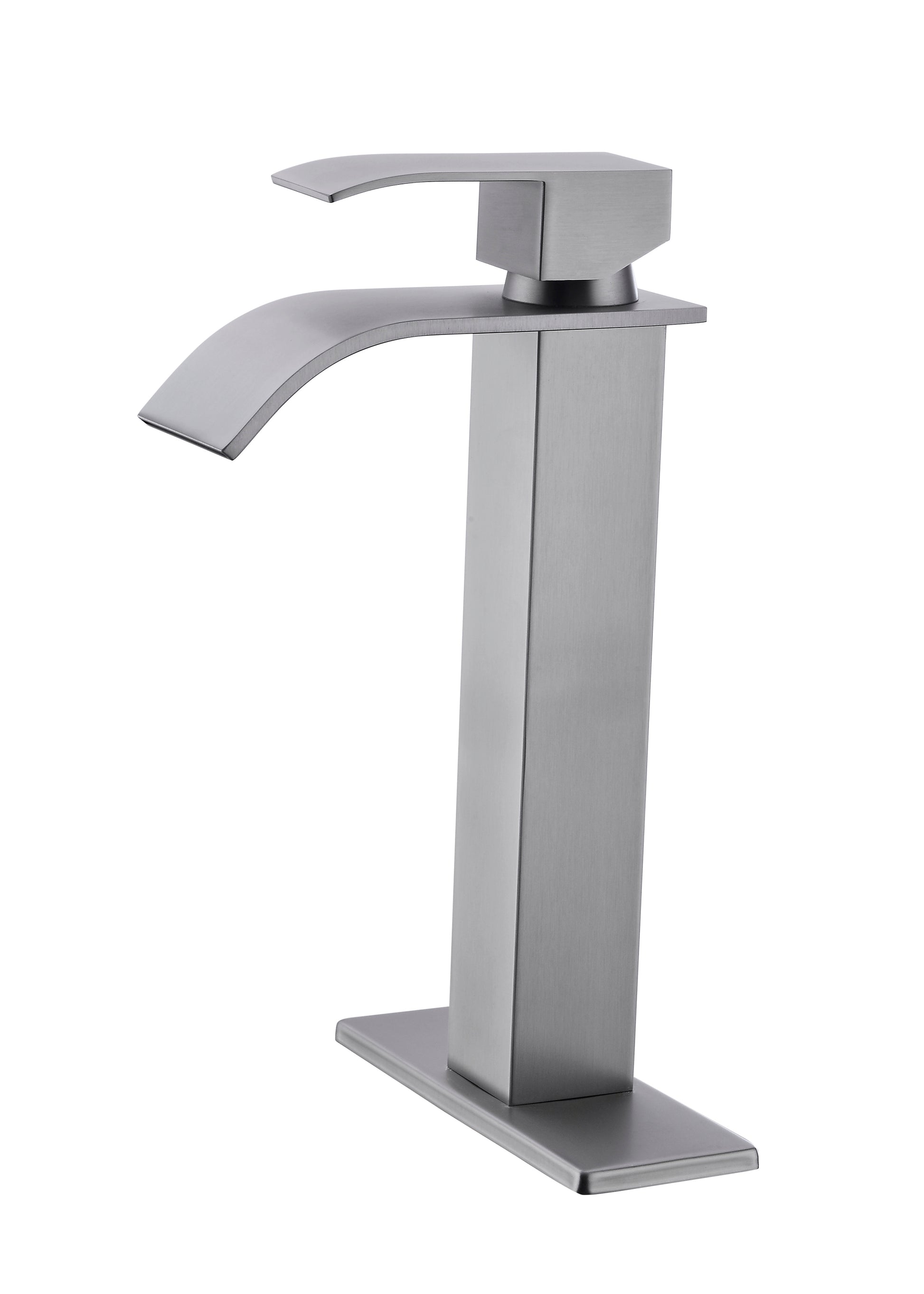 Waterfall Spout Bathroom Faucet,Single Handle Bathroom Vanity Sink Faucet Brushed Nickel Stainless Steel