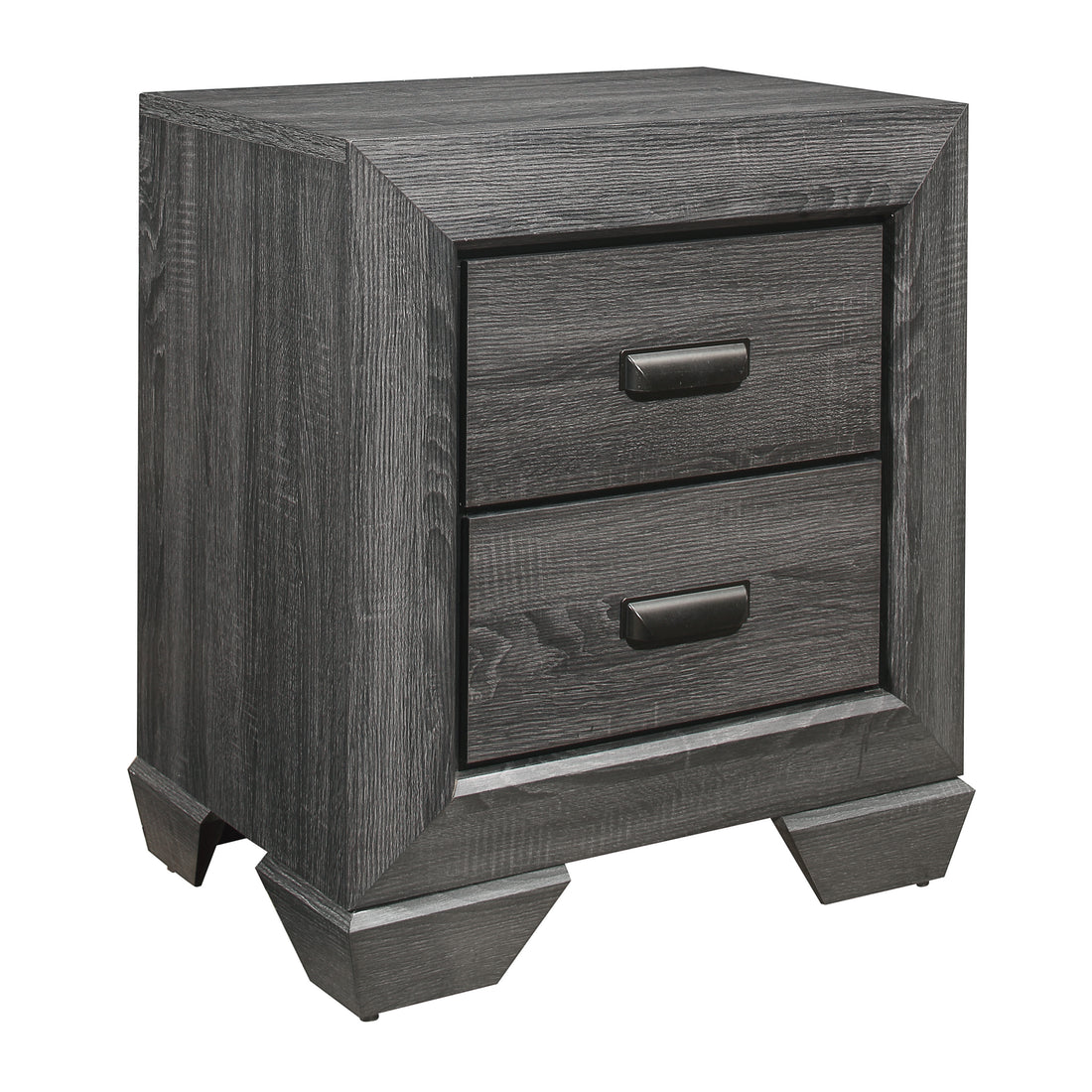 Gray Finish 1Pc Nightstand Of 2X Drawers Wooden Bedroom Furniture Contemporary Design Rustic Aesthetic Gray 2 Drawers Wood