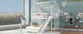 Twin Over Full House Bunk Bed With Slide And Built In Ladder, Full Length Guardrail, White White Pine