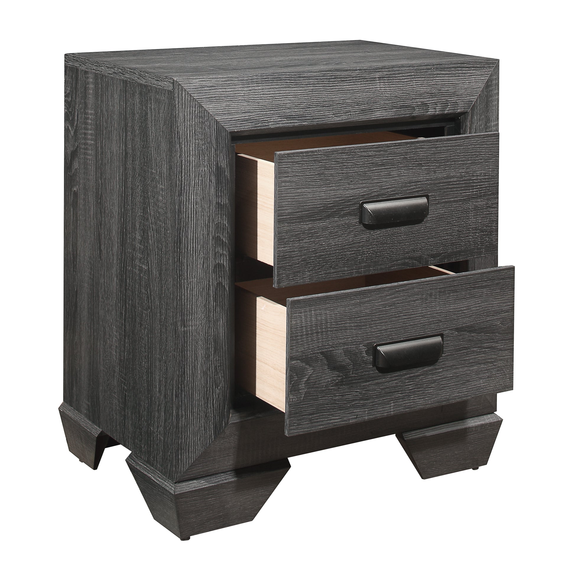 Gray Finish 1Pc Nightstand Of 2X Drawers Wooden Bedroom Furniture Contemporary Design Rustic Aesthetic Gray 2 Drawers Wood