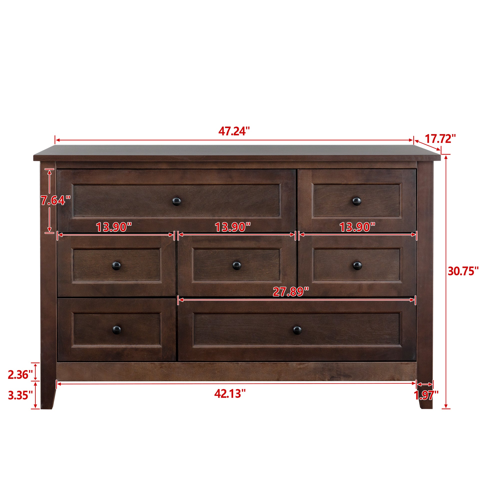 Solid Wood Spray Painted Drawer Dresser Bar,Buffet Tableware Cabinet Lockers Buffet Server Console Table Lockers, Retro Round Handle, Applicable To The Dining Room, Living Room,Kitchen Corridor,Auburn 5 Or More Drawers Antique Auburn Brown Primary Living