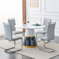 Modern Minimalist Luxury Mdf Material Circular Dining Table. Computer Desk. Game Table. Office Desk. Suitable For Restaurants, Living Rooms, Terraces, And Kitchens. 47.24''47.24''29.92 White Mdf