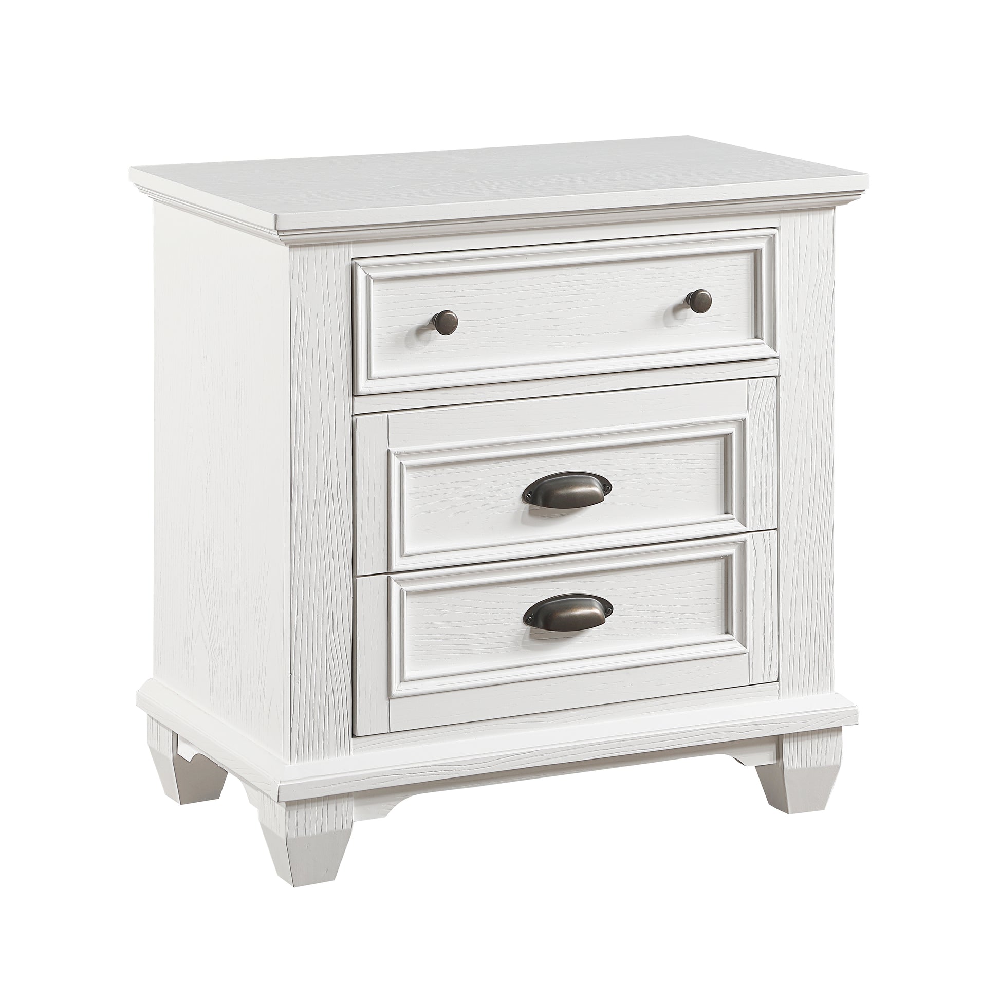 White Finish Two Drawers Nightstand 1Pc Traditional Framing Wooden Bedroom Furniture White 2 Drawers Wood