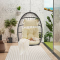 Outdoor Garden Rattan Egg Swing Chair Hanging Chair Wood Yes Complete Patio Set Khaki Yellow Uv Resistant Frame Water Resistant Cushion Garden & Outdoor American Design Complete Patio Sets