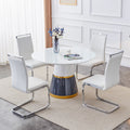 Modern Minimalist Luxury Mdf Material Circular Dining Table. Computer Desk. Game Table. Office Desk. Suitable For Restaurants, Living Rooms, Terraces, And Kitchens. 47.24''47.24''29.92 White Mdf