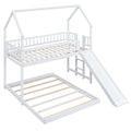 Twin Over Full House Bunk Bed With Slide And Built In Ladder, Full Length Guardrail, White White Pine