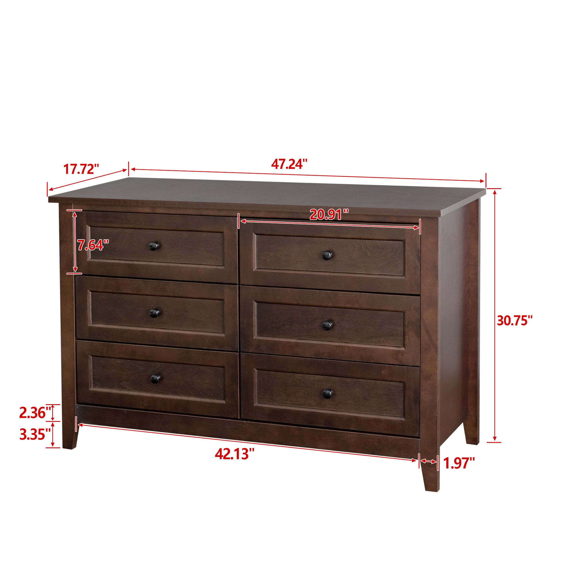 Solid Wood Spray Painted Drawer Dresser Bar,Buffet Tableware Cabinet Lockers Buffet Server Console Table Lockers, Retro Round Handle, Applicable To The Dining Room, Living Room,Kitchen Corridor,Auburn 5 Or More Drawers Auburn Brown Primary Living Space