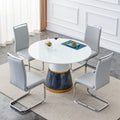 Modern Minimalist Luxury Mdf Material Circular Dining Table. Computer Desk. Game Table. Office Desk. Suitable For Restaurants, Living Rooms, Terraces, And Kitchens. 47.24''47.24''29.92 White Mdf