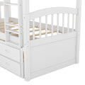 Twin Over Twin Wood Bunk Bed With Trundle And Drawers,White Box Spring Not Required Twin White Wood Bedroom Pine Bunk Pine