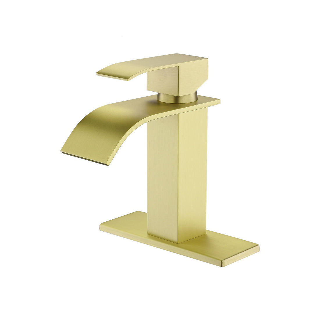 Waterfall Spout Bathroom Faucet,Single Handle Bathroom Vanity Sink Faucet Gold Stainless Steel