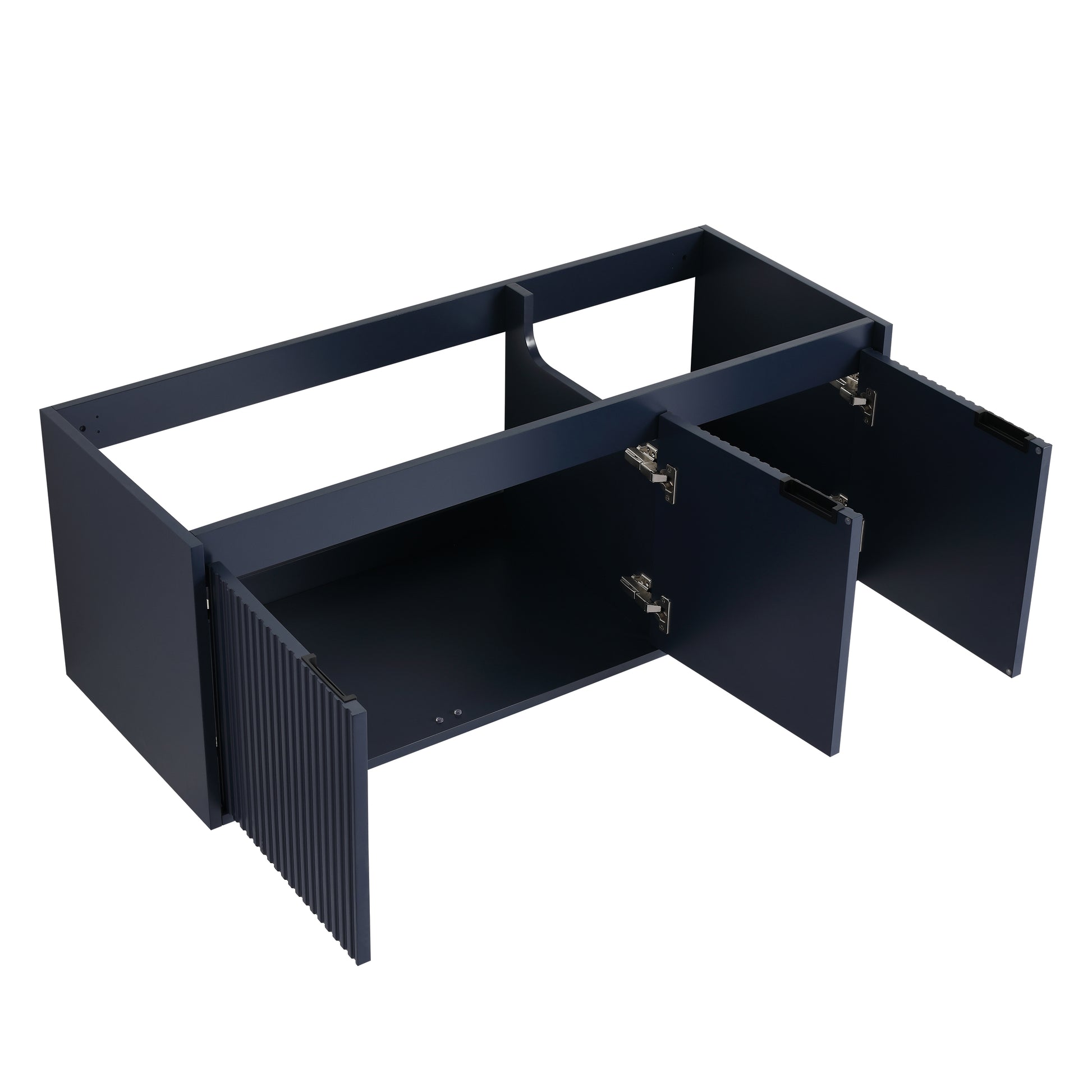 48" Floating Bathroom Vanity With Drop Shaped Resin Sink Navy Blue 3 Bathroom Wall Mounted Modern Plywood