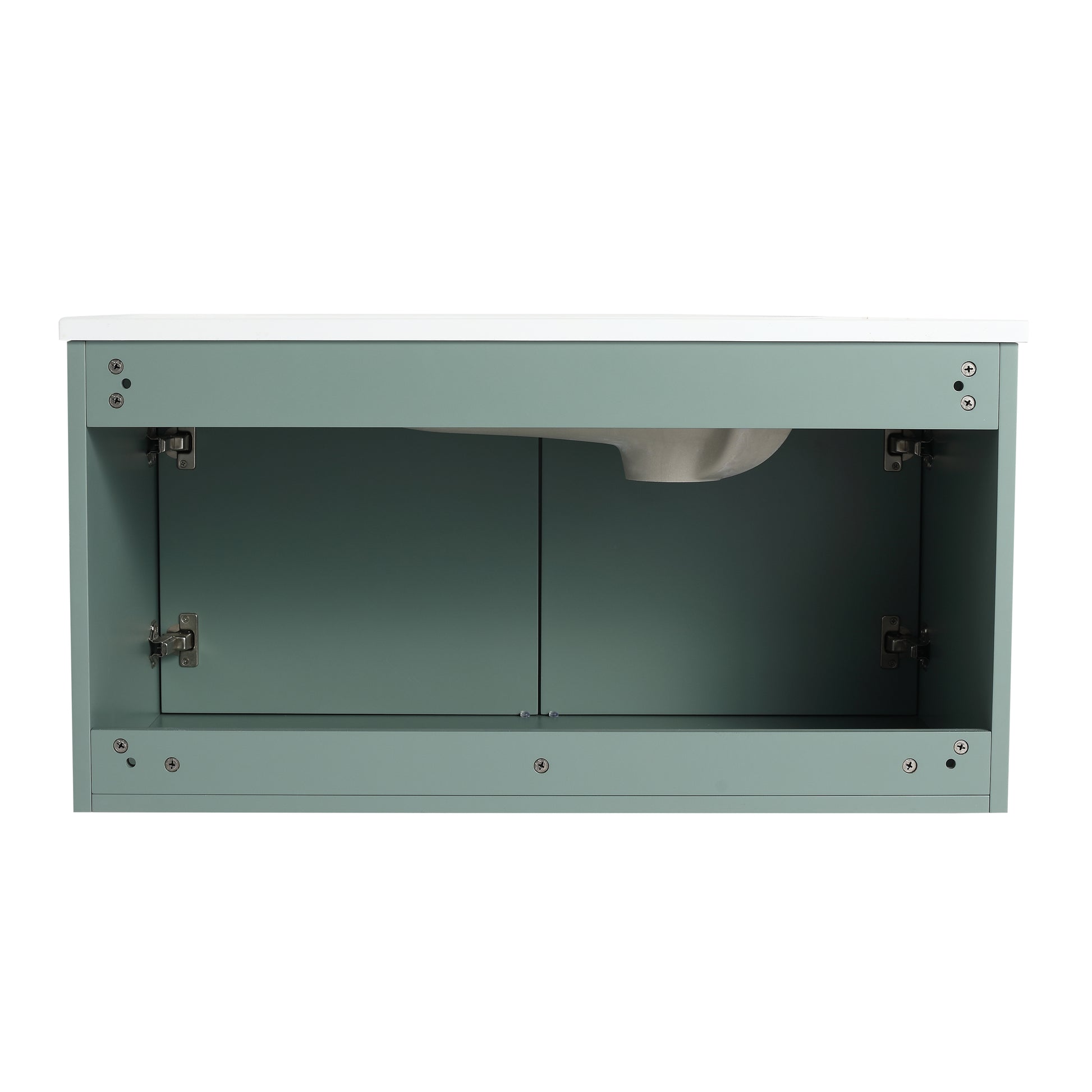 36" Floating Bathroom Vanity With Drop Shaped Resin Sink Green 2 Bathroom Wall Mounted Modern Plywood