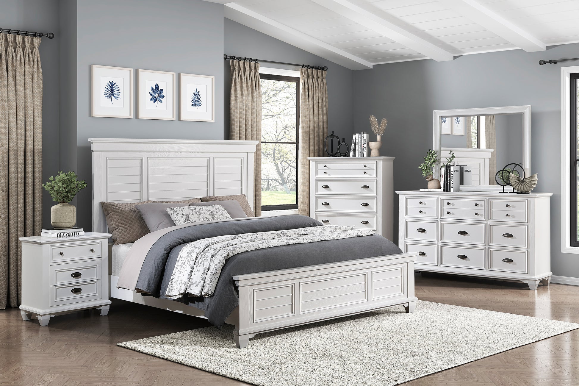 White Finish Two Drawers Nightstand 1Pc Traditional Framing Wooden Bedroom Furniture White 2 Drawers Wood