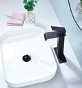 Waterfall Spout Bathroom Faucet,Single Handle Bathroom Vanity Sink Faucet Matte Black Stainless Steel