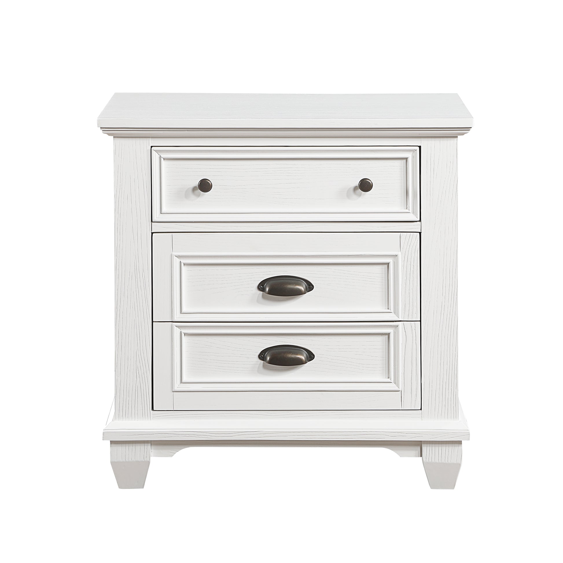 White Finish Two Drawers Nightstand 1Pc Traditional Framing Wooden Bedroom Furniture White 2 Drawers Wood