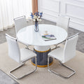 Modern Minimalist Luxury Mdf Material Circular Dining Table. Computer Desk. Game Table. Office Desk. Suitable For Restaurants, Living Rooms, Terraces, And Kitchens. 47.24''47.24''29.92 White Mdf