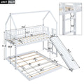 Twin Over Full House Bunk Bed With Slide And Built In Ladder, Full Length Guardrail, White White Pine