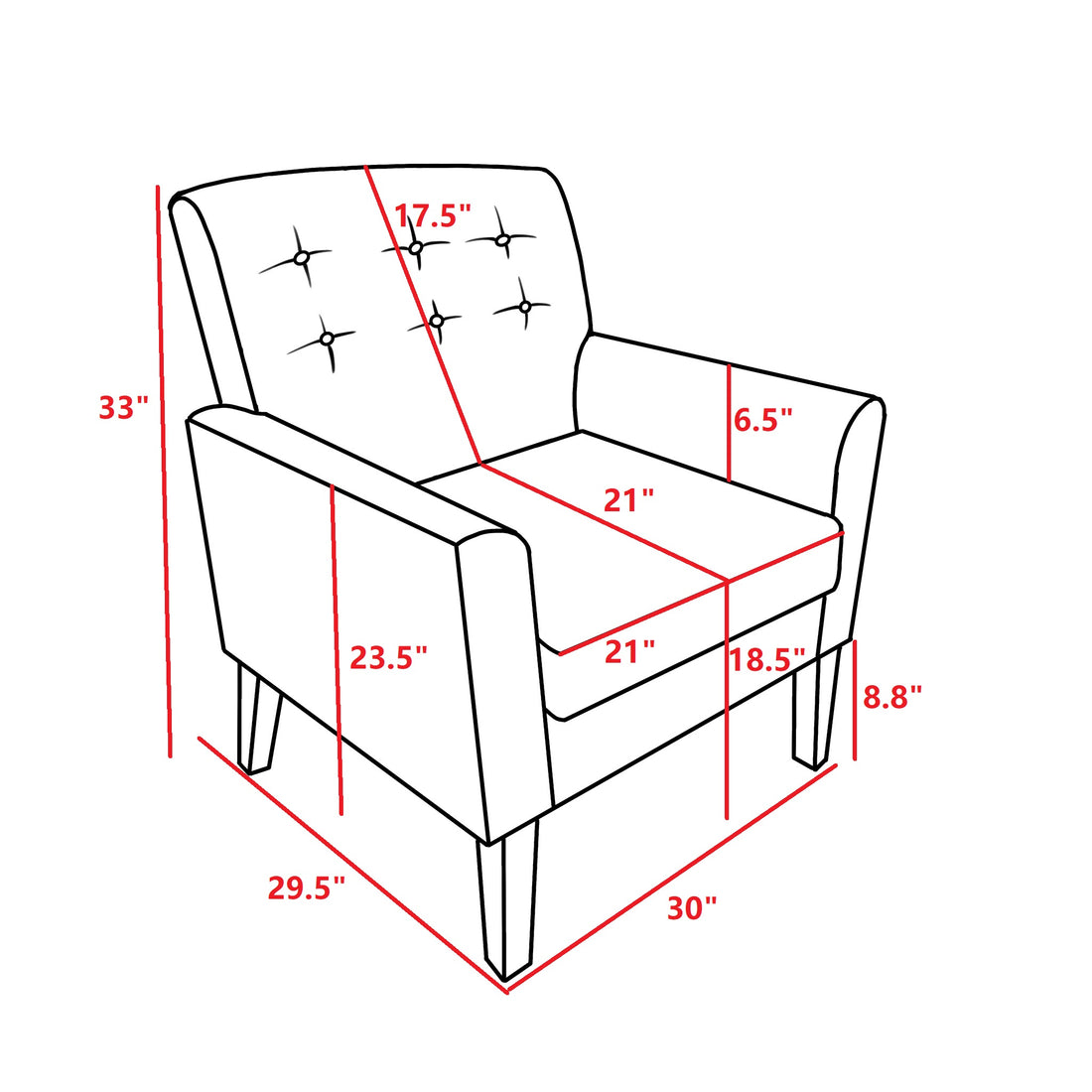 Downloads: 20 Fabric Accent Chair For Living Room, Bedroom Button Tufted Upholstered Comfy Reading Accent Chairs Sofa Yellow Yellow Brown Primary Living Space American Design Foam Fabric