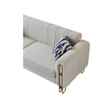 Modern Velvet Sofa 85.04 Inch For Living Room Beige Color Beige Foam Velvet