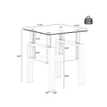 Set Of 2, Modern Tempered Glass Tea Table Coffee Table End Table, Square Table For Living Room, Transparent White White Tempered Glass