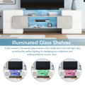 Unique Shape Tv Stand With 2 Illuminated Glass Shelves, High Gloss Entertainment Center For Tvs Up To 88