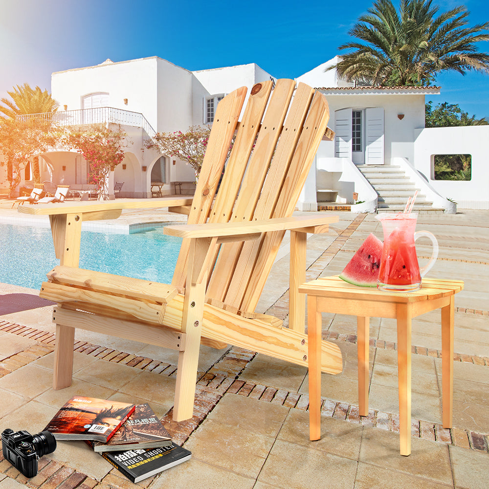 Adirondack Chair Solid Wood Outdoor Patio Furniture For Backyard, Garden, Lawn, Porch Natural Natural Wood Wood