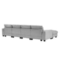 Modern Large L Shape Feather Filled Sectional Sofa, Convertible Sofa Couch With Reversible Chaise For Living Room Light Gray Chenille 5 Seat