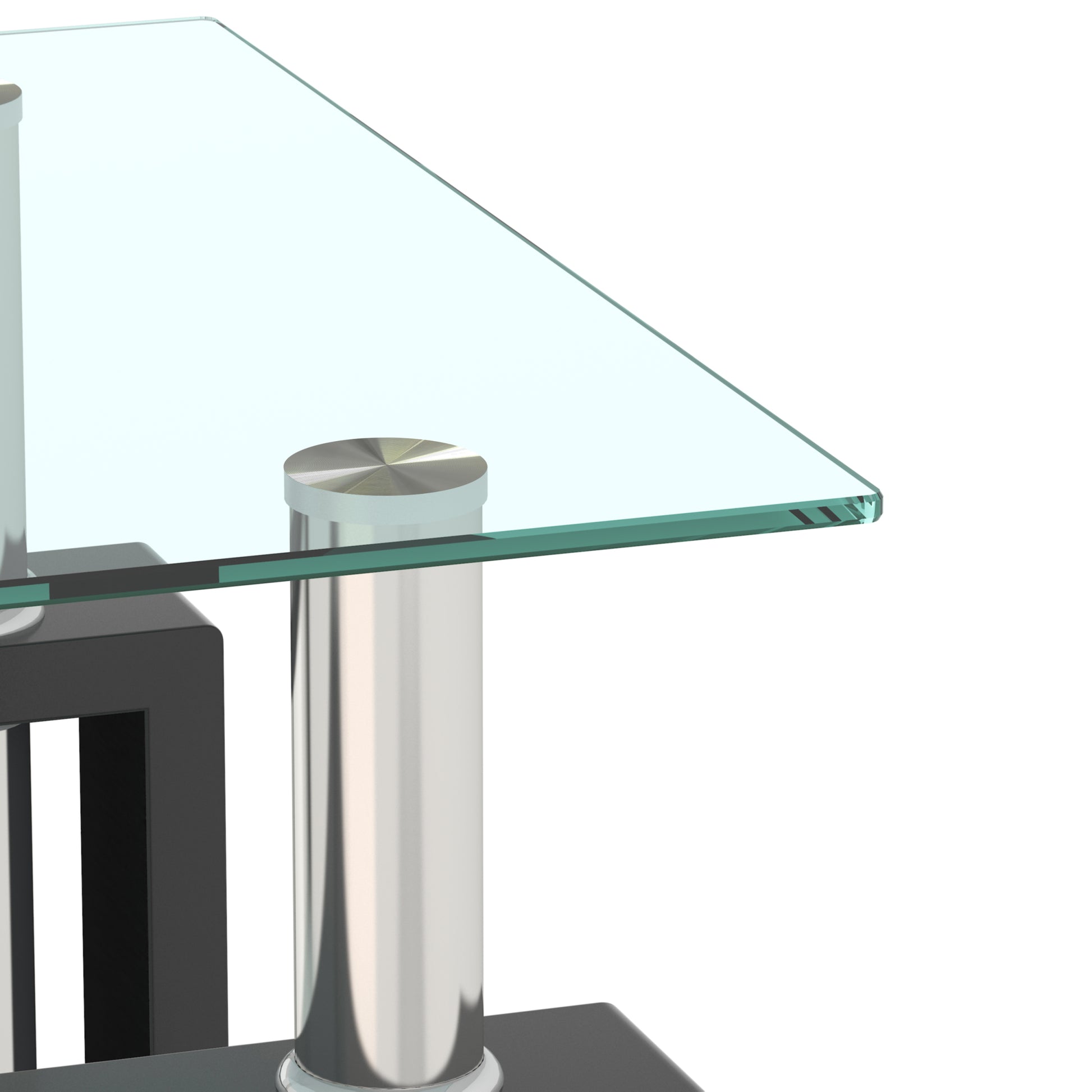 1 Piece Modern Tempered Glass Tea Table Coffee Table End Table, Square Table For Living Room, Transparent Black Transparent Tempered Glass