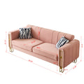Modern Velvet Sofa 85.04 Inch For Living Room Blush Pink Color Brush Pink Teddy Velvet Wood Tufted Back Modern Square Arms Foam Velvet 2 Seat