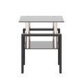 1 Piece Modern Tempered Glass Tea Table Coffee Table End Table, Square Table For Living Room, Black Black Tempered Glass