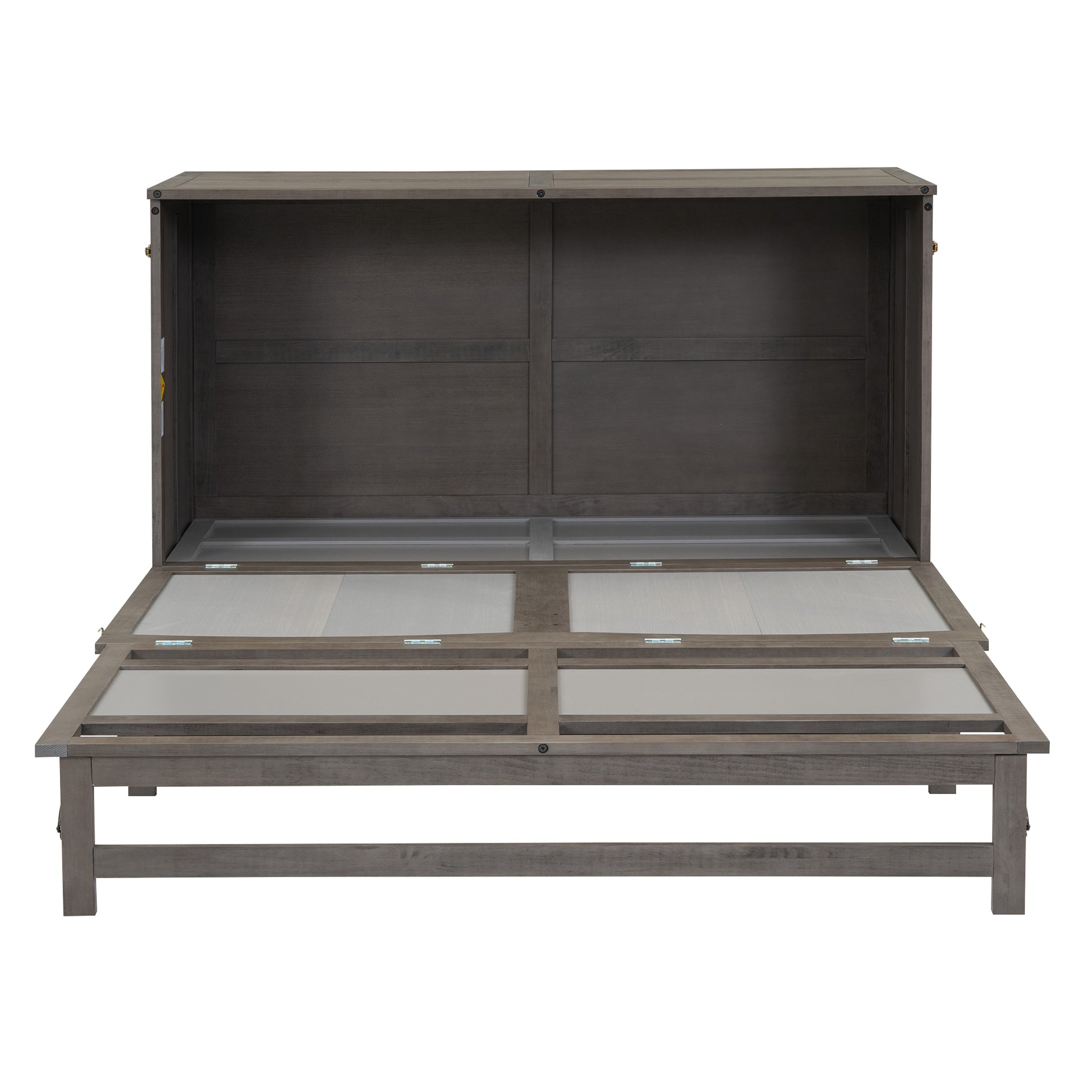 Queen Size Murphy Bed With Built In Charging Station, Antique Grey Box Spring Not Required Queen Antique Gray Wood Pine Wood