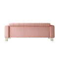 Modern Velvet Sofa 85.04 Inch For Living Room Blush Pink Color Brush Pink Teddy Velvet Wood Tufted Back Modern Square Arms Foam Velvet 2 Seat