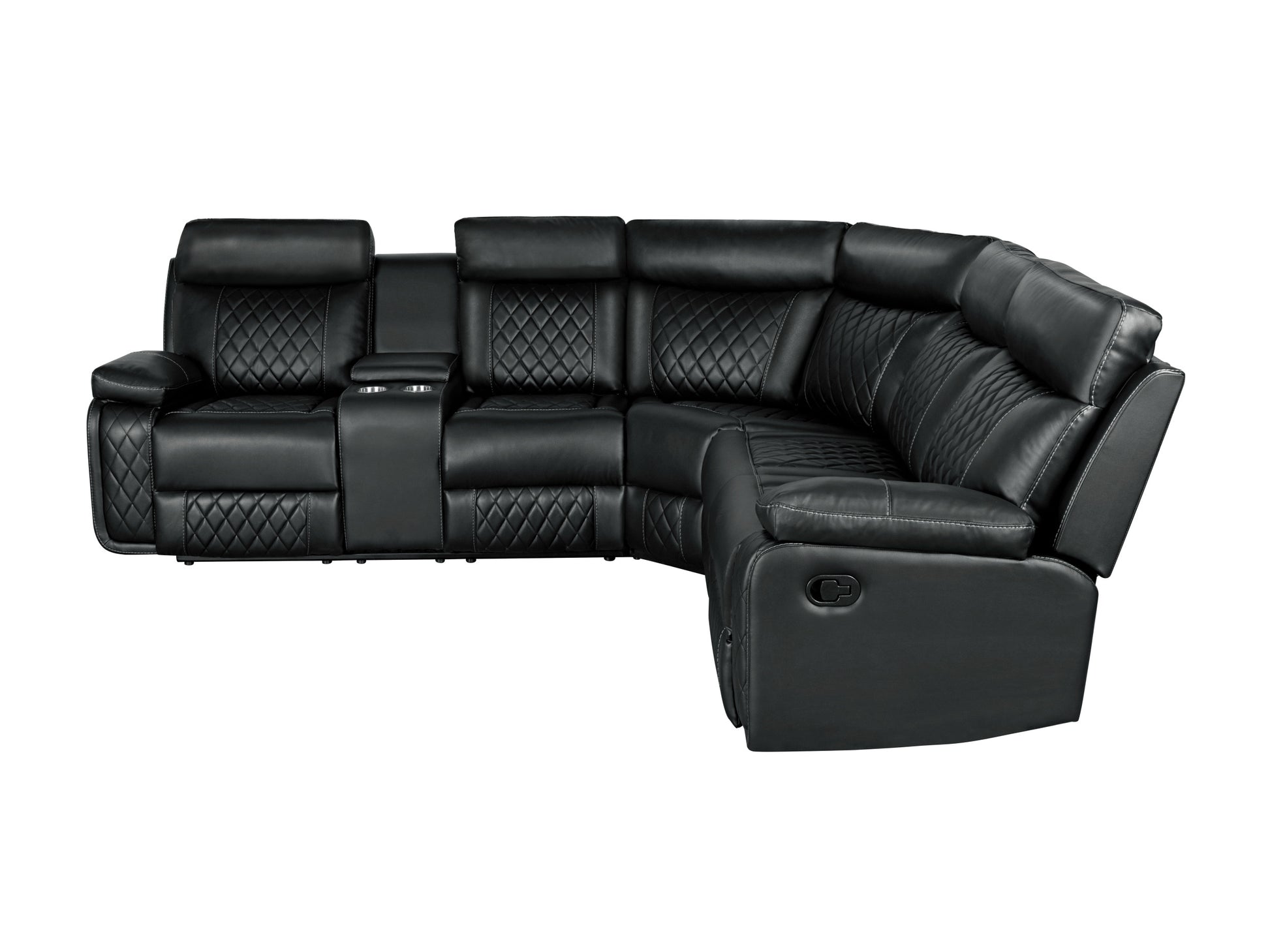 Home Theater Seating Manual Recliner With Cup Holder, Hide Away Storage Pu Reclining Sofa For Living Room, Home Theater, Black Black Foam Pu 5 Seat