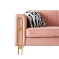 Modern Velvet Sofa 85.04 Inch For Living Room Blush Pink Color Brush Pink Teddy Velvet Wood Tufted Back Modern Square Arms Foam Velvet 2 Seat