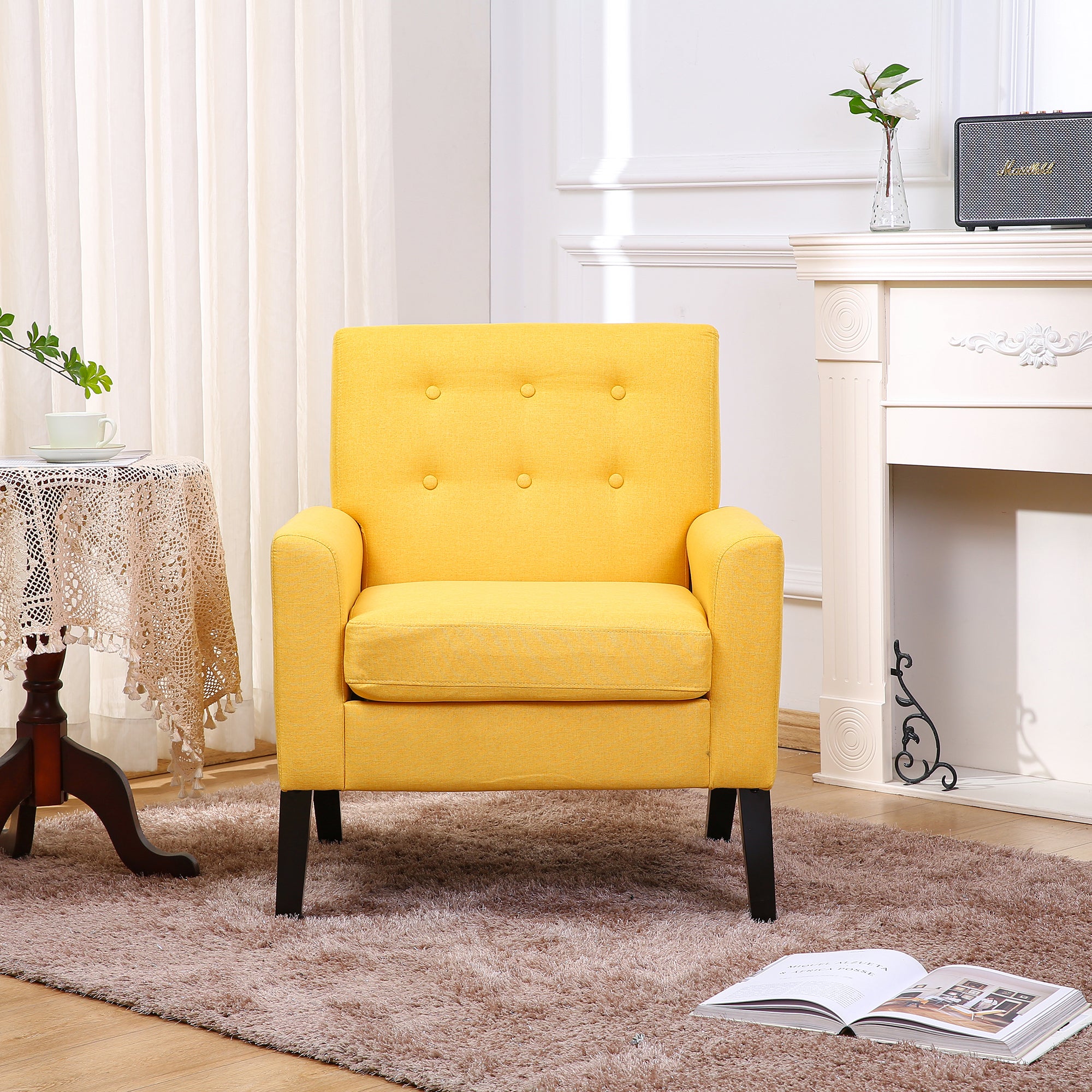 Downloads: 20 Fabric Accent Chair for Living Room yellow-brown-primary living space-american