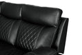 Home Theater Seating Manual Recliner With Cup Holder, Hide Away Storage Pu Reclining Sofa For Living Room, Home Theater, Black Black Foam Pu 5 Seat