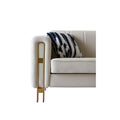 Modern Velvet Sofa 85.04 Inch For Living Room Beige Color Beige Foam Velvet