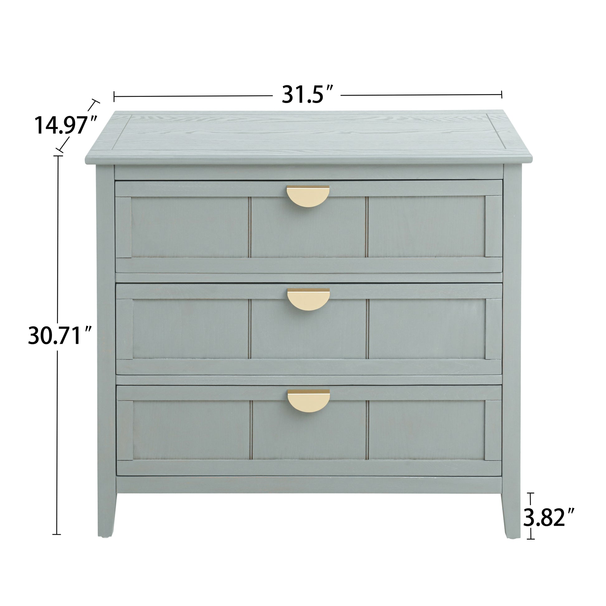 3 Drawer Cabinet, American Furniture,Suitable For Bedroom, Living Room, Study Light Gray Mdf