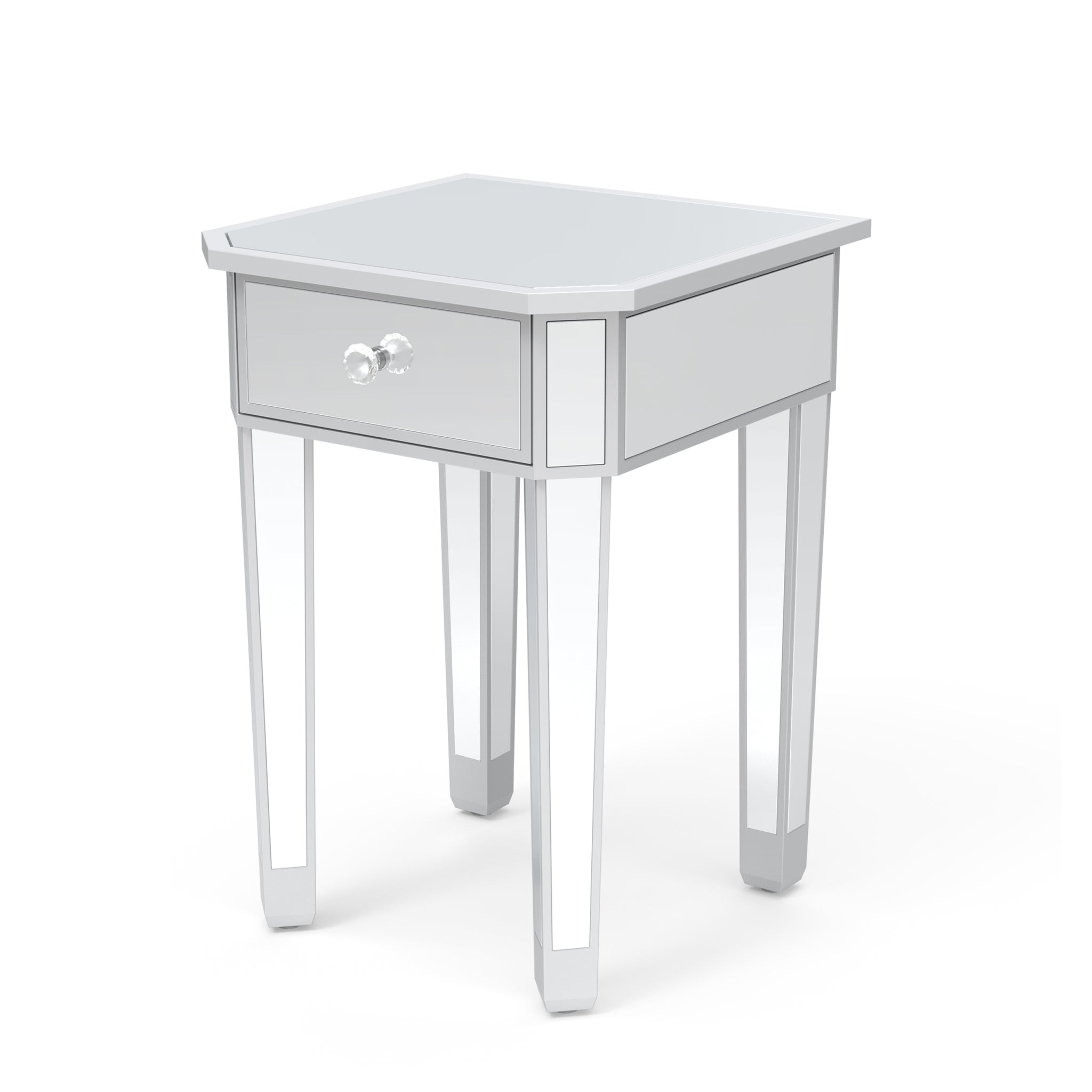 Set Mirrored Nightstand Bed Side Table End Table